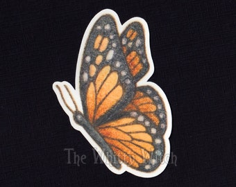 Monarch Butterfly Die-Cut Sticker - 3 Inch - Weatherproof Matte Paper Sticker - Cute Laptop Decal