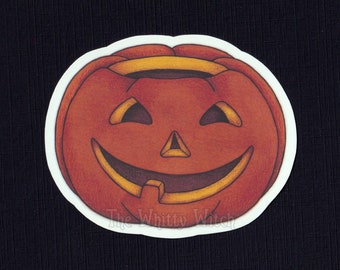 Jack O' Lantern Die-Cut Sticker - 2 or 3 Inch - Weatherproof Matte Paper Sticker - Cute Halloween Laptop Decal