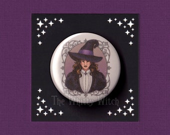 Victorian Witch Pinback Button - 1.5" - Witchy Jacket Accessory