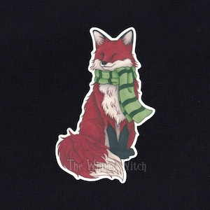 Sticker renard automne douillet - 3 ou 4 pouces - Sticker papier mat résistant aux intempéries - Sticker automne pour ordinateur portable