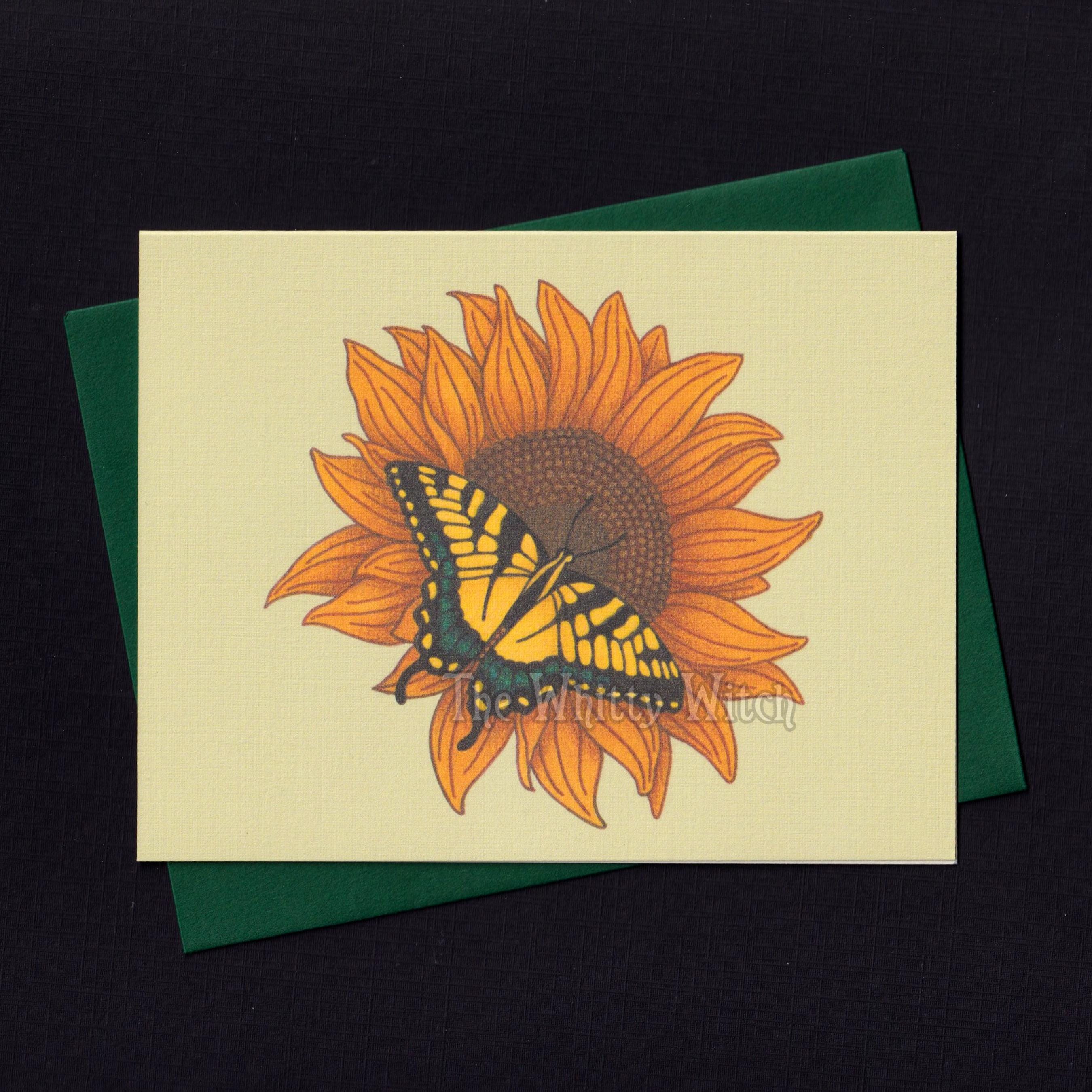 Swallowtail Butterfly on Sunflower Note Card - A2 - Blank Inside ...