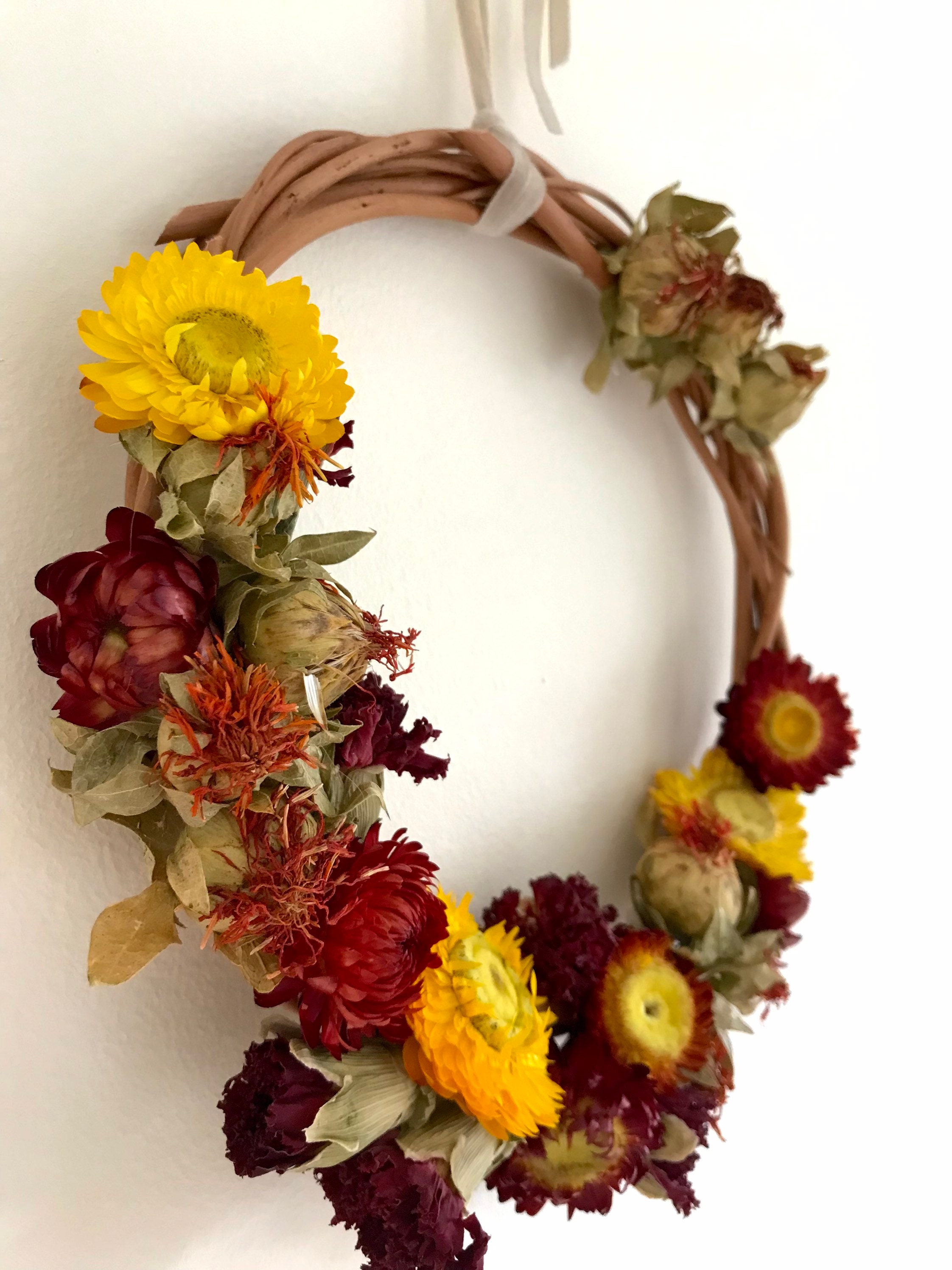 Wicker Dried Flower Wreath 20cm Decorative Wreath Handcrafted Etsy
