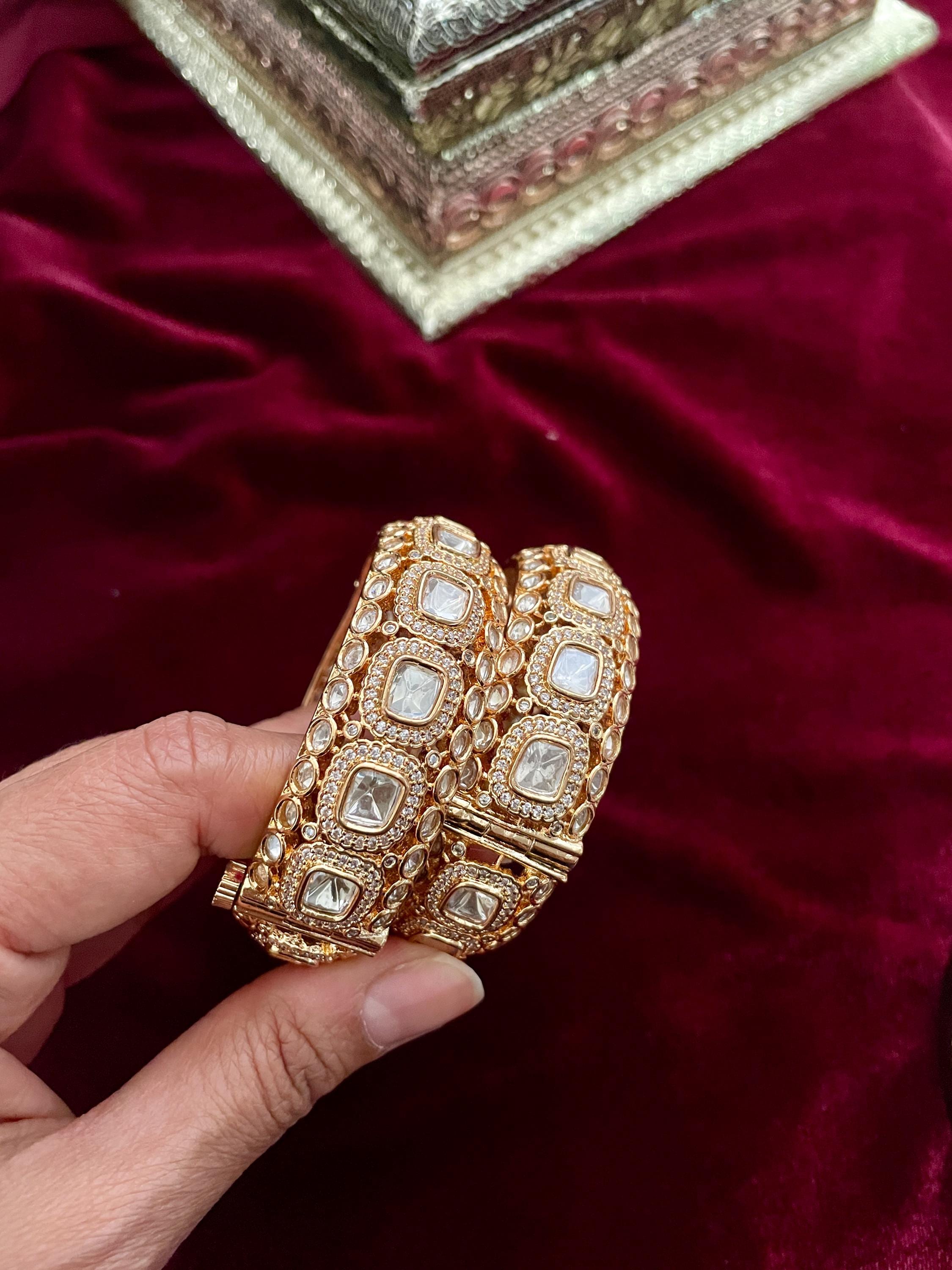 Polki Kundan Openable Bangles: Indian Bridal Wedding Jewelry