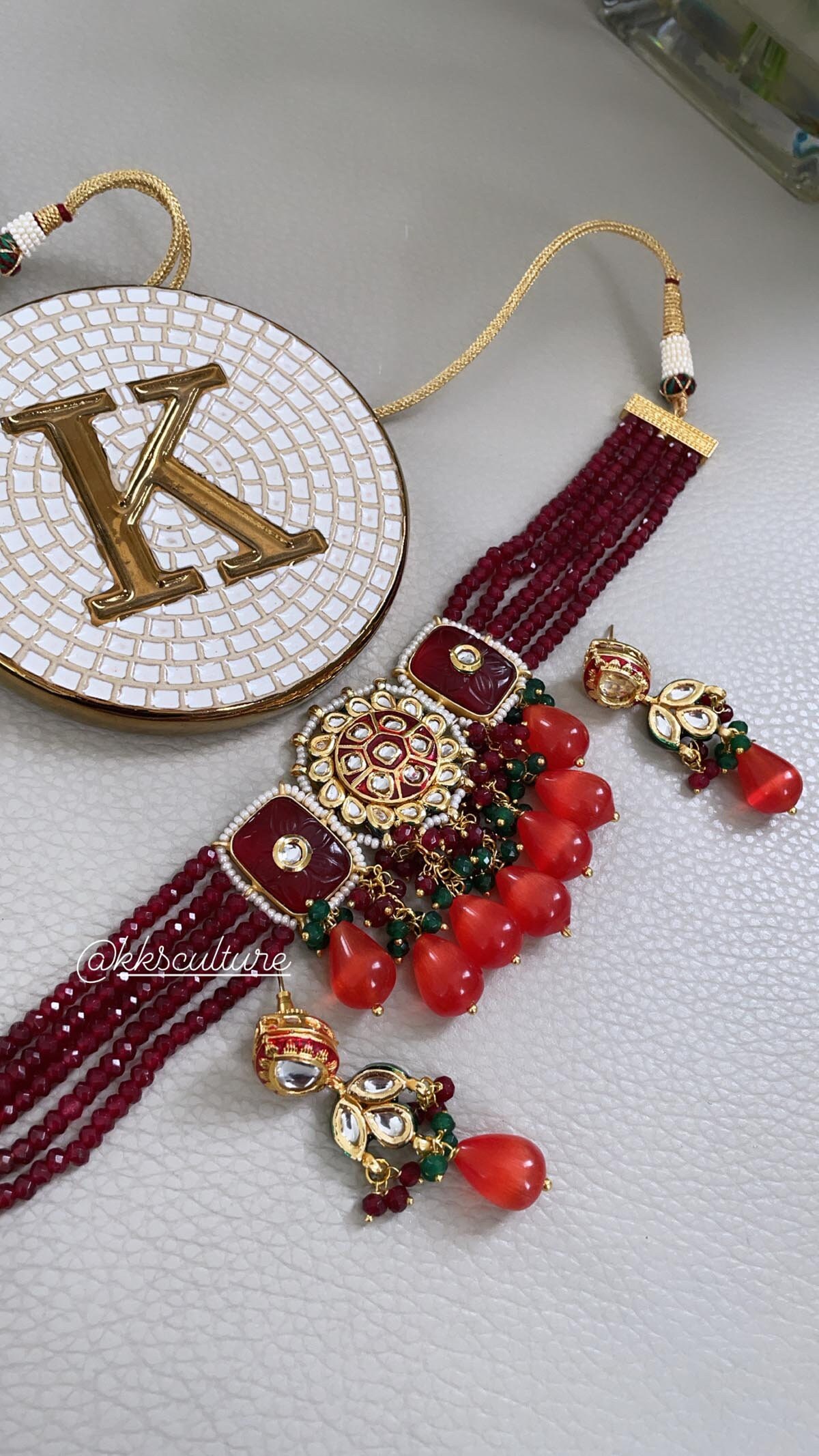 Indian Kundan Choker: Meenakari Onyx Beaded Wedding Necklace