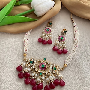 Traditional Ahmedabadi Pachi Kundan Necklace Set | Kundan Necklace | Wedding Jewelry | Indian Jewelry | Pacchi Kundan Necklace Set |