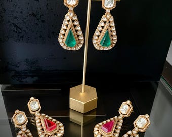 Polki Kundan Statement Earrings: Indian Bollywood Jewelry