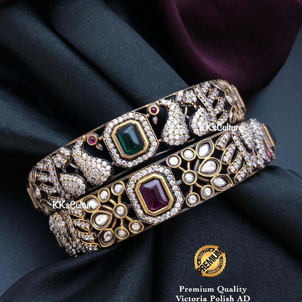 Premium Quality Victorian Diamond Semi Precious Stone Bangles | Temple Jewelry | Indian Wedding Jewelry| South Indian Wedding |