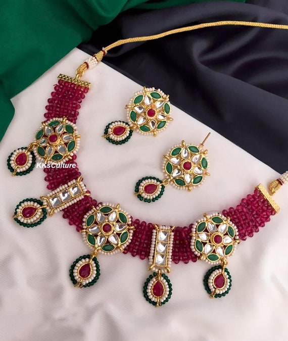 Traditional Crystal Kundan Ruby Stone 