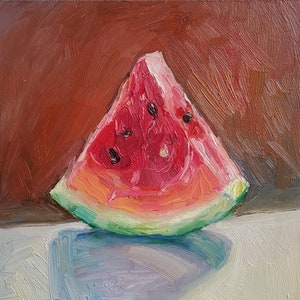 Watermelon Oil Painting Original 8 by 8