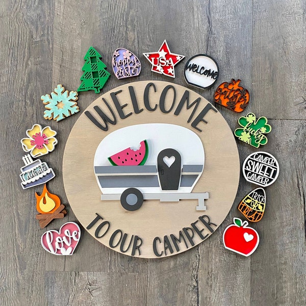Welcome to our camper/Interchangeable sign/Interchangeable welcome sign/Camping sign/welcome to our camper interchangeable sign/welcome sign