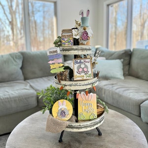 Easter decorations,Easter tiered tray,Tiered tray decor,Cake tray decor,Bunny Gnome, Bunny sign, Easter bunny,Easter carrots, wooden carrots