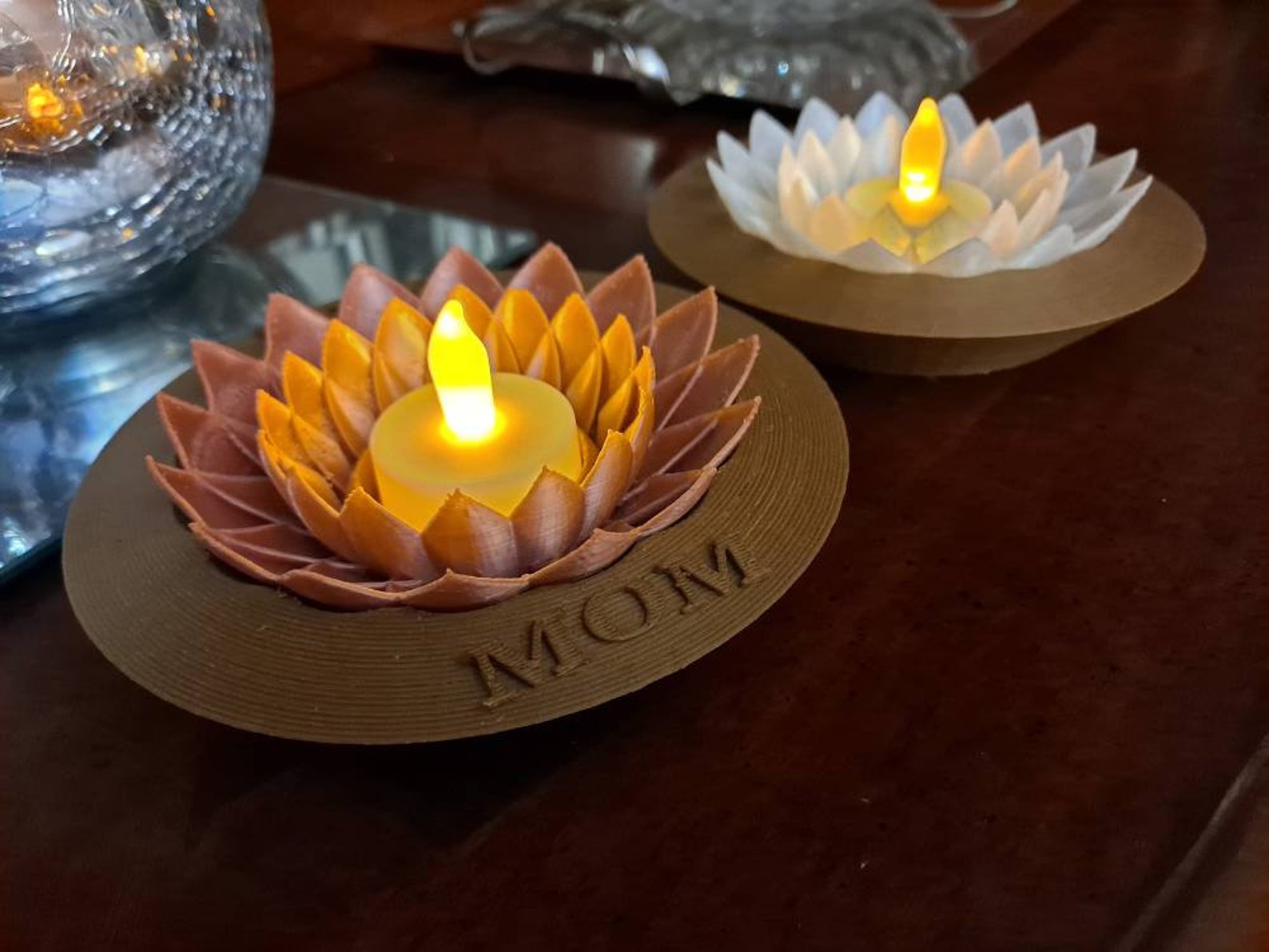 Candle holder. 3D printed lotus flower. With floating Etsy