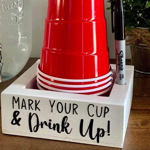 Red Solo Cup Holder With Sharpie Mark Your Cup and Drink Up Etsy