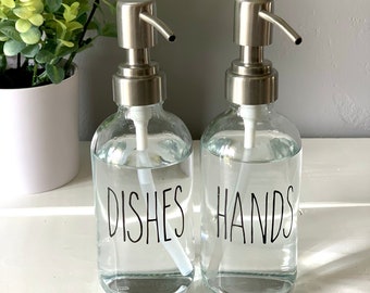 Hands + Dishes Glass Soap Dispensers