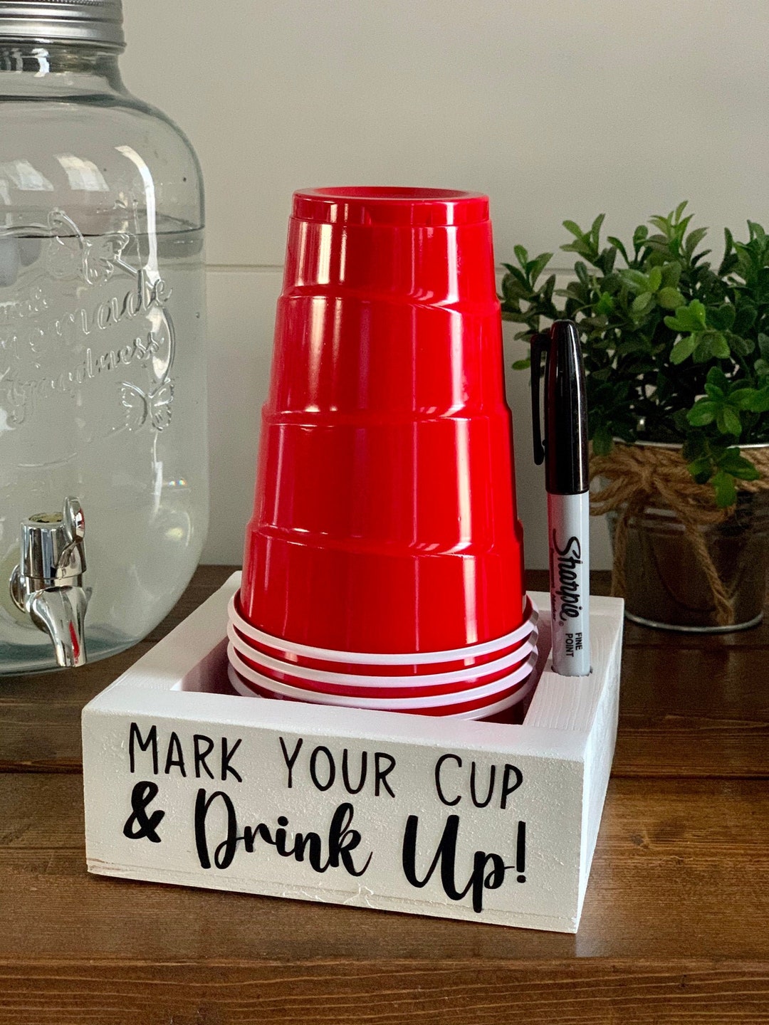 Red Solo Cup Holder With Sharpie Mark Your Cup and Drink Up Etsy