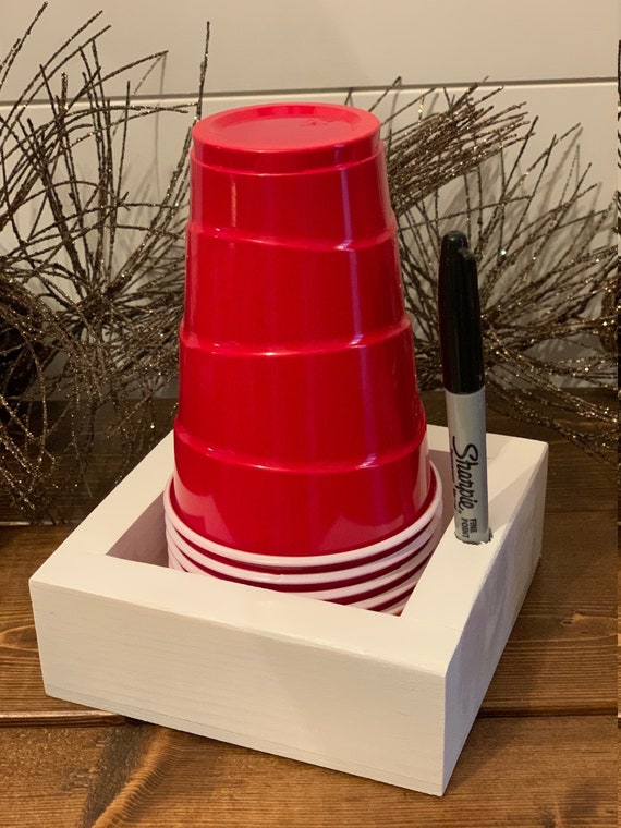 Handmade White Red Solo Cup Holder with Sharpie Etsy