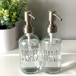 Hands or Dishes Glass Soap Dispenser