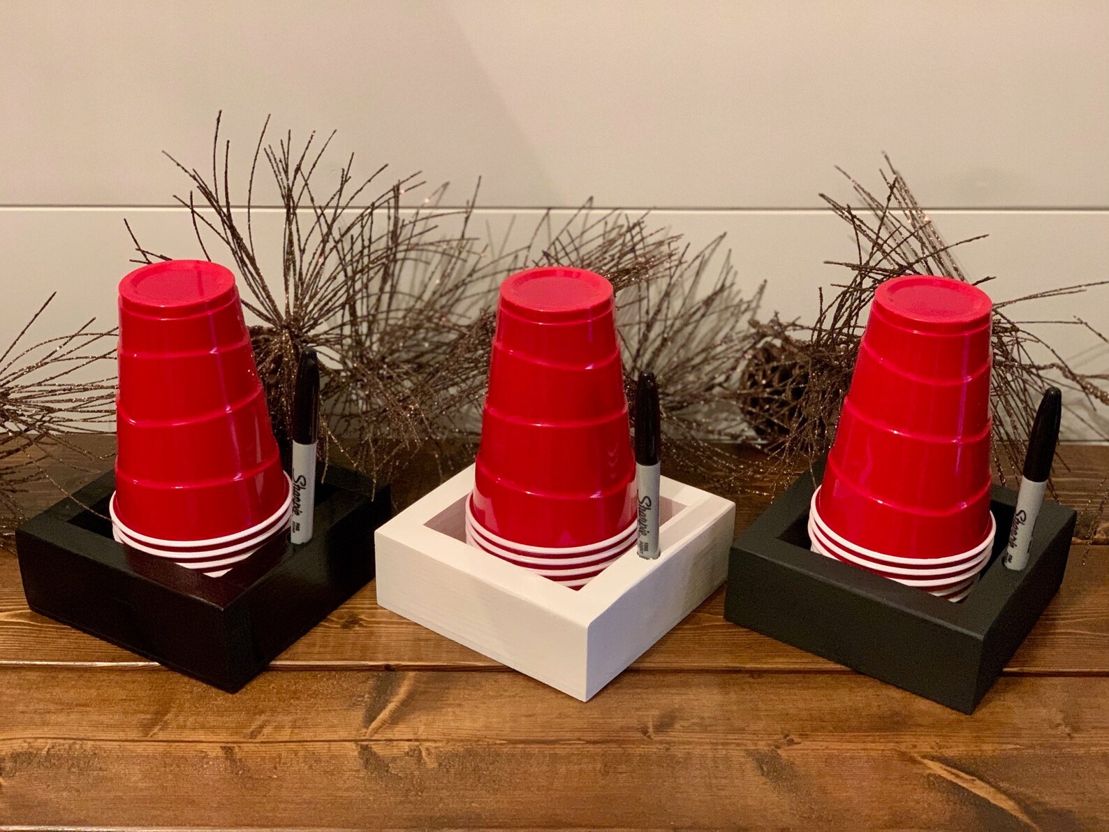 Handmade Shiny Black Red Solo Cup Holder with Sharpie Etsy