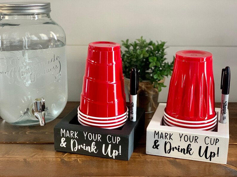 Matte Black Red Solo Cup Holder With Sharpie Mark Your Cup and Drink Up