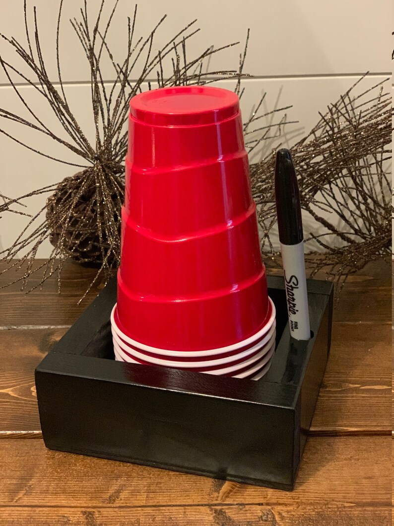 Handmade Shiny Black Red Solo Cup Holder with Sharpie Etsy