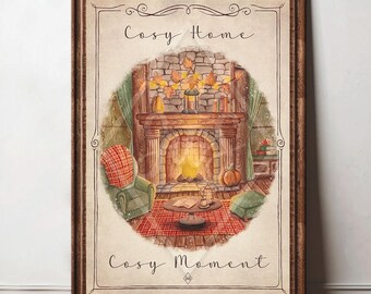 Autumn watercolor illustration poster "Cozy Home", Autumn poster, autumn decoration, Pumpkin, Autumn, Cozy poster