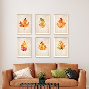 Set di 6 poster autunnali, foglie autunnali, poster atmosfera autunnale, acquerello autunnale, decorazione autunnale