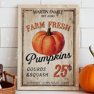 Poster personalizzabile "FARM FRESH PUMPKIN", poster autunnale, decorazione autunnale, zucca, autunno, poster di decorazione rustica,
