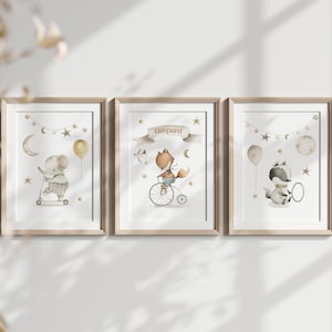 Conjunto de 3 carteles para la habitación de los niños, carteles para la habitación del bebé / habitación del niño, carteles de ideas de regalos de nacimiento, circo