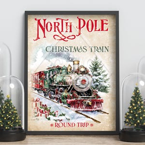Manifesto di Natale, Decorazione natalizia, Manifesto vintage, Manifesto natalizio vintage, Treno di Natale, Natale tradizionale