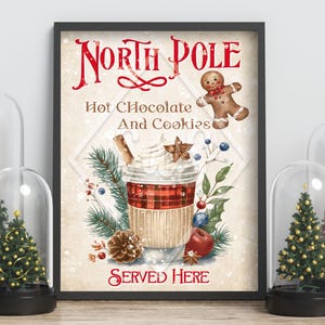 Christmas poster, Christmas decoration, Vintage poster, Traditional Christmas, Vintage Christmas poster, Hot chocolate
