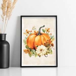 Poster di zucca, poster autunnale, decorazione autunnale, zucche, zucca, autunno, Halloween, poster di decorazione autunnale
