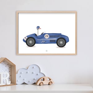 Póster infantil personalizable, póster de coches de carreras, Animales, Impresión física (mailing) o versión digital por email