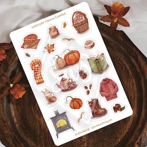 Sticker Sheet - Autumn | Pumpkin, Notebook Stickers, Calendar, Planner Stickers, Scrapbooking, Cozy Art