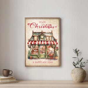 Christmas poster, Merry Christmas, Christmas decoration, Vintage poster, Traditional Christmas, Vintage Christmas poster image 6