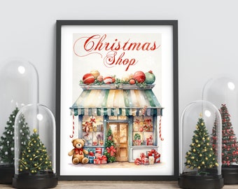 Affiche de Noël, décoration de Noël, Christmas shop, décoration murale pour Noël, Affiche de Noël vintage , cadeaux, sucre d'orge