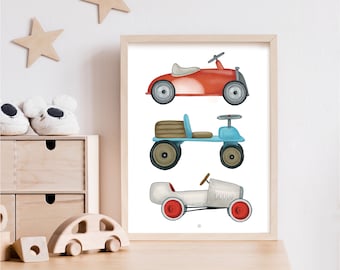 Póster de coches, Póster infantil, Decoración habitación infantil, Coches