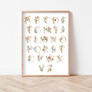Florales Alphabet-Poster, Lernposter, Alphabet, Poster für Kinder, Lernposter, Geschenk, Büro, Klassenzimmer