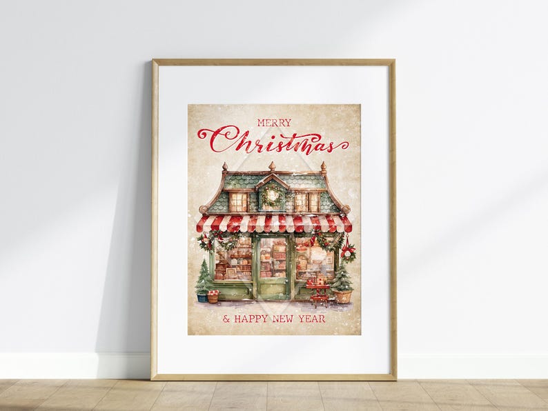 Christmas poster, Merry Christmas, Christmas decoration, Vintage poster, Traditional Christmas, Vintage Christmas poster image 7