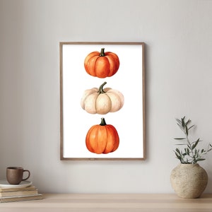 Poster autunnale, poster di 3 zucche, poster di zucca, zucca, ottobre, autunno, Halloween, decorazione autunnale