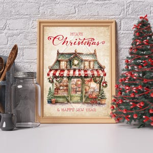 Christmas poster, Merry Christmas, Christmas decoration, Vintage poster, Traditional Christmas, Vintage Christmas poster image 2