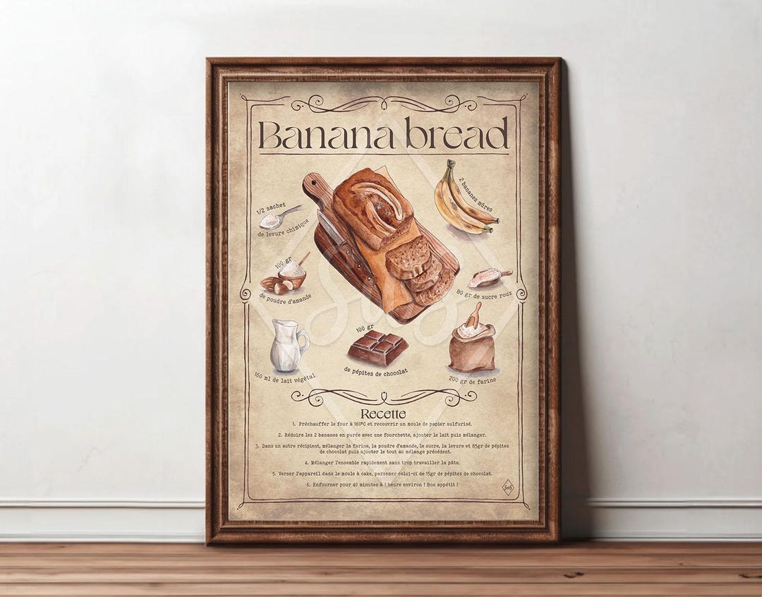 kitchen printable poster bakery print with watercolor... Watercolor Print Poster, Cozy Poster, Illustrated Recipe, Culinary ...