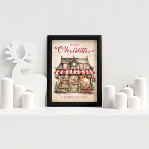 Christmas poster, Merry Christmas, Christmas decoration, Vintage poster, Traditional Christmas, Vintage Christmas poster image 4