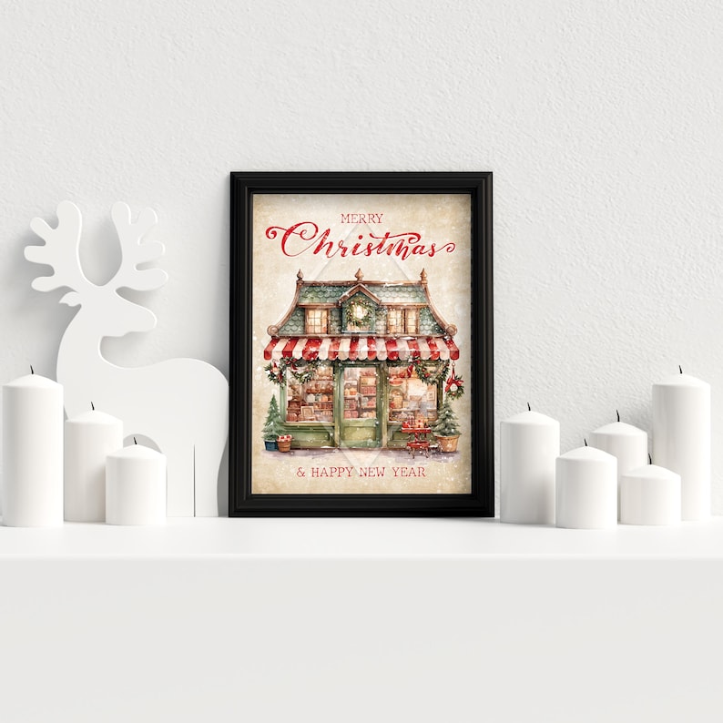Christmas poster, Merry Christmas, Christmas decoration, Vintage poster, Traditional Christmas, Vintage Christmas poster image 4