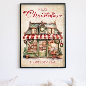 Christmas poster, Merry Christmas, Christmas decoration, Vintage poster, Traditional Christmas, Vintage Christmas poster image 5