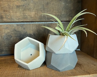Geometric Succulent Pot, Air Plant Holder, Concrete Planter, Cactus Planter, Wedding Shower Favor, Industrial Decor, Housewarming Gift