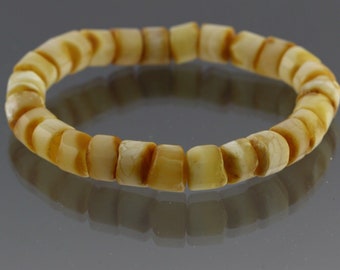 White butter olive beads genuine baltic amber stretch bracelet 5.6g b150709-12 White butter olive beads genuine baltic amber stretch bracelet 5.6g b150709-12