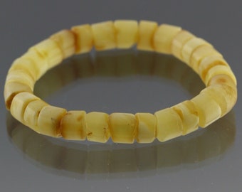 White butter olive beads genuine baltic amber stretch bracelet 5.6g b150709-12 White butter olive beads genuine baltic amber stretch bracelet 5.6g b150709-12