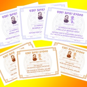 Diplom / Zertifikat (ITALIENISCH) Reiki 1 Level, 2 Level und Master - A4-Format und US-Brief zum Ausfüllen und Ausdrucken