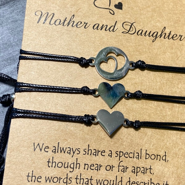 Mother and two daughters, family of two daughters, gift for mom with two daughters, gift for two daughters, mom and two kids, 3 bracelet set