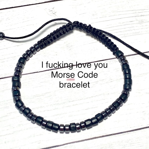 I fucking love you - love you gift for him or for her, morse code bracelet, secret message jewelry, valentines gift idea for partner, love